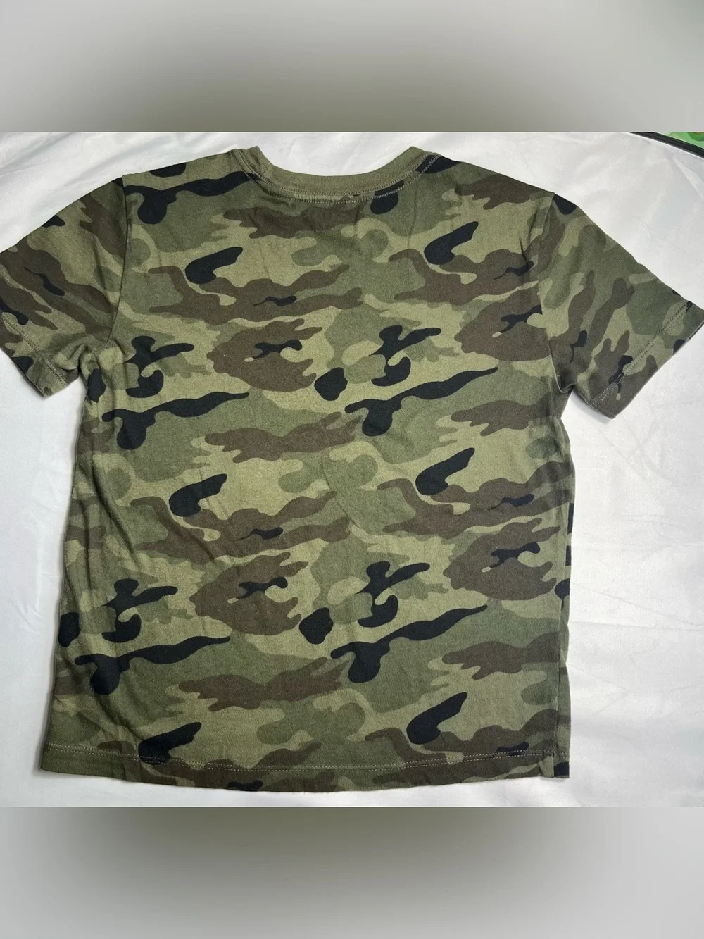 Old Navy Boys Camo T-Shirt Green Short Sleeve Crew Neck Cotton Size S 6-7